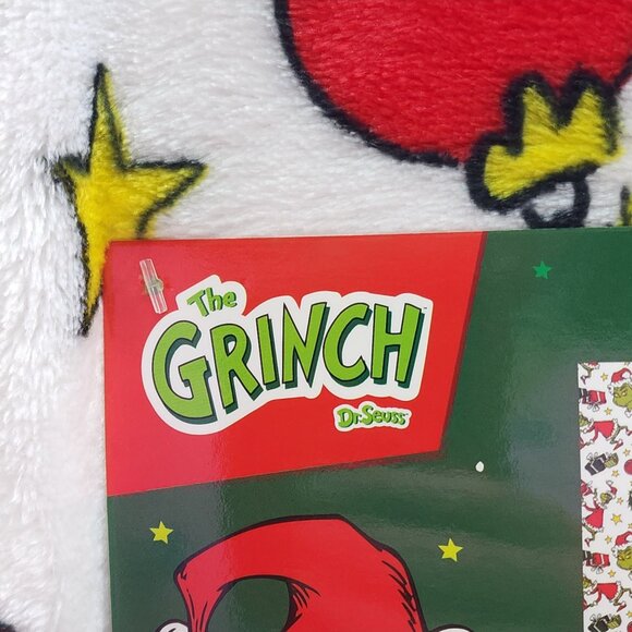 Dr. Seuss The Grinch Twin Plush Throw Blanket 60" X 90" Christmas Holiday Kids - Picture 10 of 11